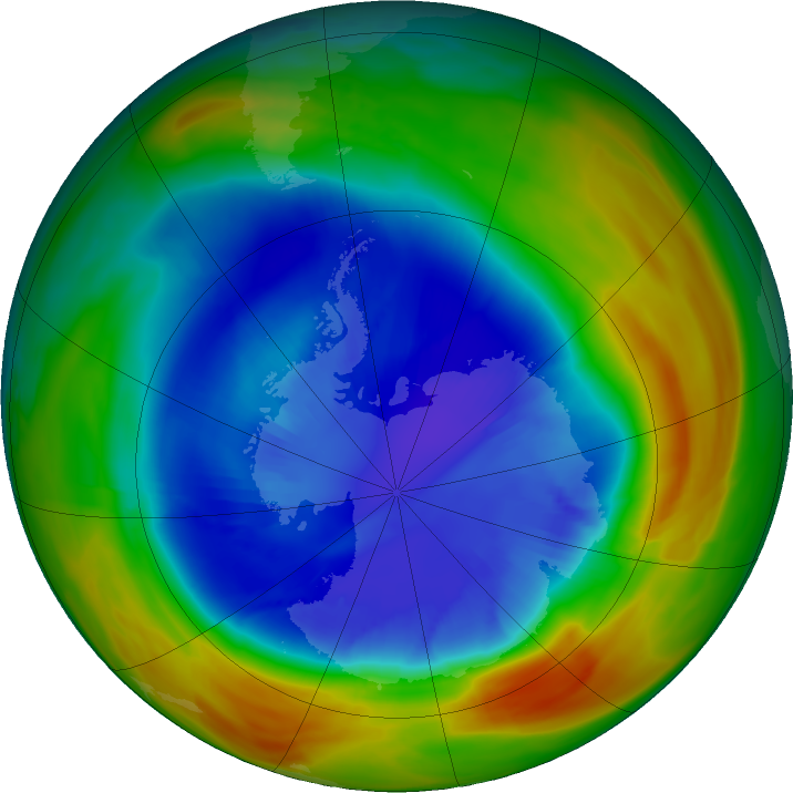 Antarctic ozone map for 08 September 2017